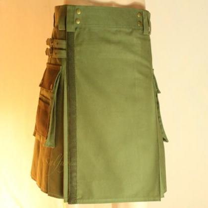 Netted Beautiful Olive Green Utility Kilt 50% Off